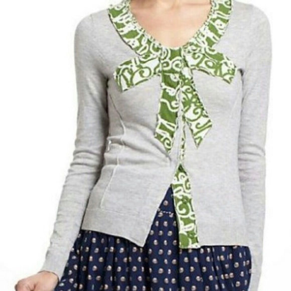 Anthropologie Gray and Green Cardigan Sweater - Picture 2 of 7